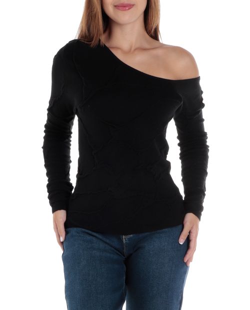 Blusa Orange casual negra manga larga para mujer