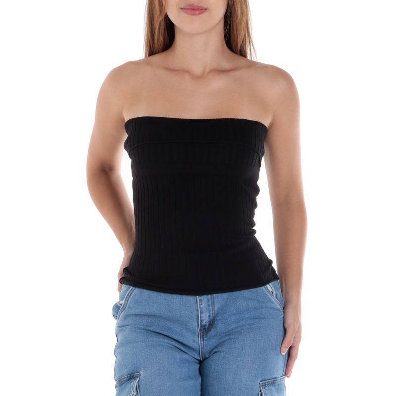 Blusa Orange crop top negra strapless para mujer Siman Nicaragua