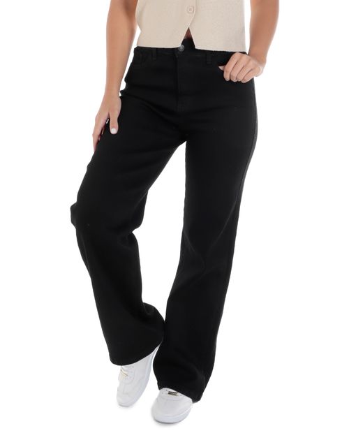 Jeans Stefany Moda wide leg negro de cintura alta para mujer