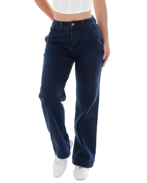 Jeans Stefany Moda wide leg azul de cintura alta para mujer