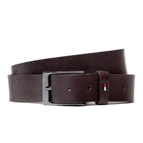 Cinturón casual Tommy Hilfiger café oscuro texturizado para hombre