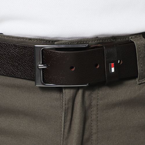 Cinturón casual Tommy Hilfiger café oscuro texturizado para hombre