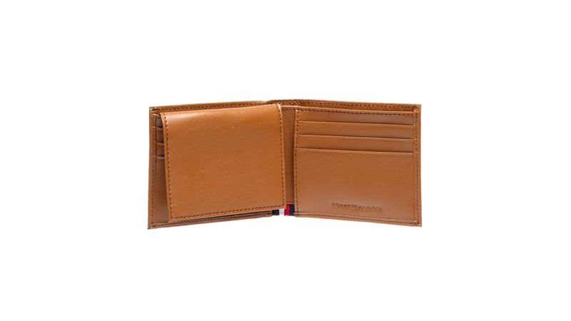 Billetera bifold Tommy Hilfiger café texturizada para hombre