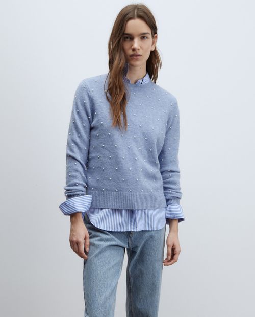 Suéter Sfera pull over celeste para mujer
