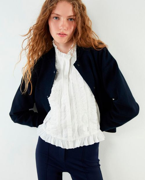 Blusa Sfera casual blanca manga larga para mujer