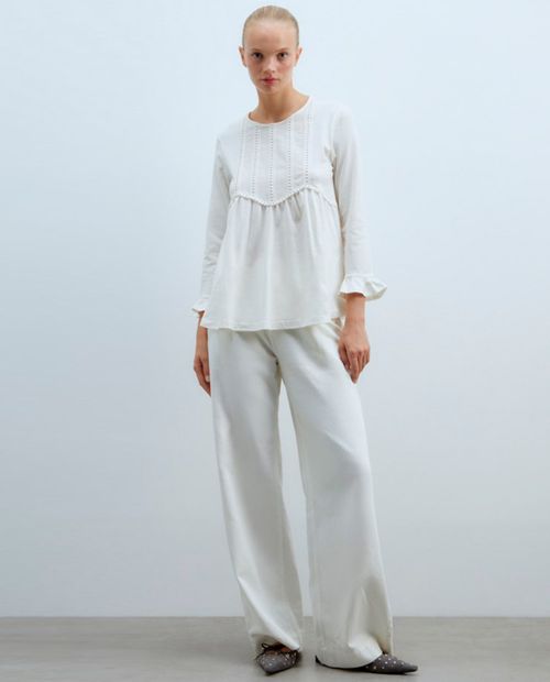Blusa Sfera casual blanca manga 3/4 para mujer