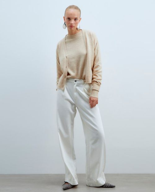 Suéter Sfera cárdigan beige para mujer