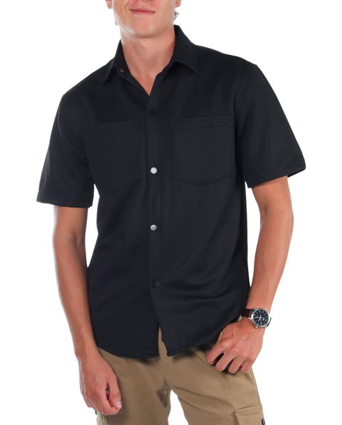 Camisa casual Unexpected negra con textura para hombre