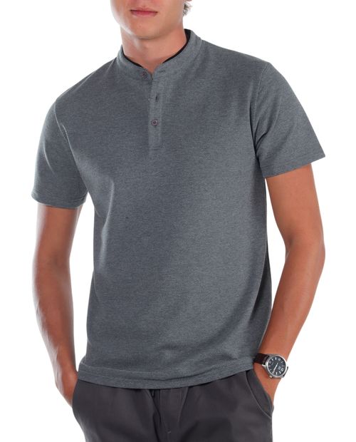 Camiseta henley Unexpected gris con textura para hombre