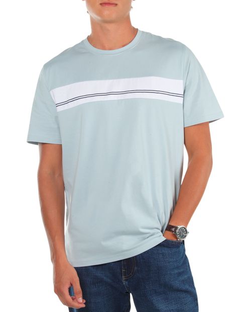 Camiseta Gents celeste con rayas para hombre