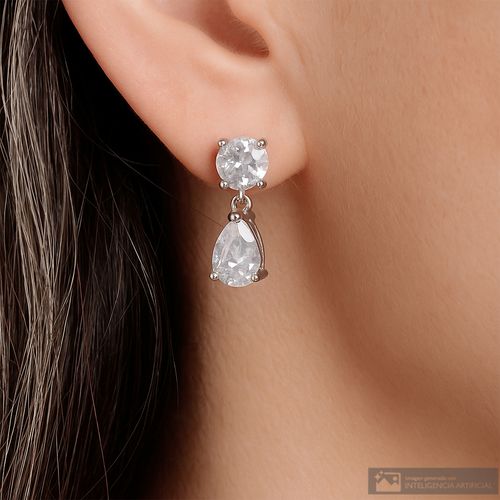 Aretes largos de plata con zirconias para mujer