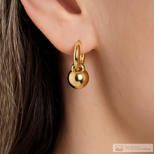 Aretes  de brass con baño de oro para mujer
