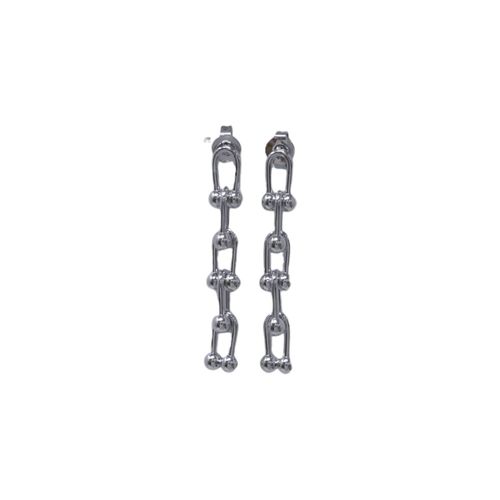 Aretes largos de brass plateados para mujer