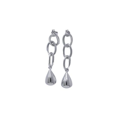 Aretes largos de brass plateados para mujer