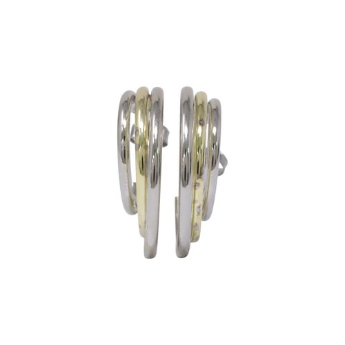 Argollas abiertas triple de brass bicolor para mujer