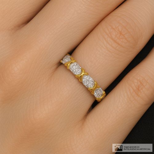 Anillo de plata con zirconias para mujer