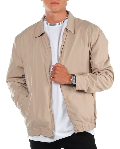 Chaqueta bomber impermeable Gents beige sólida para hombre