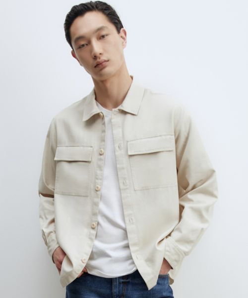 Sobrecamisa de lino Sfera beige sólida para hombre