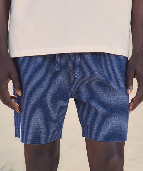 Short chino Sfera azul navy con mini cuadros para hombre