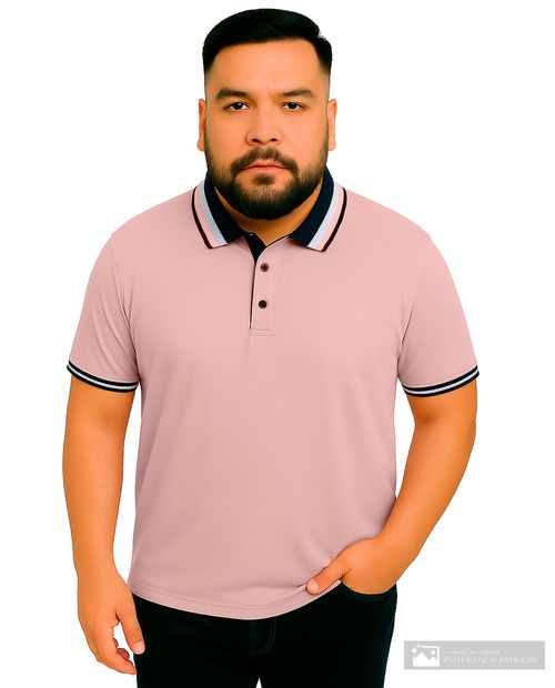 Camisa polo Gents rosada sólida para hombre