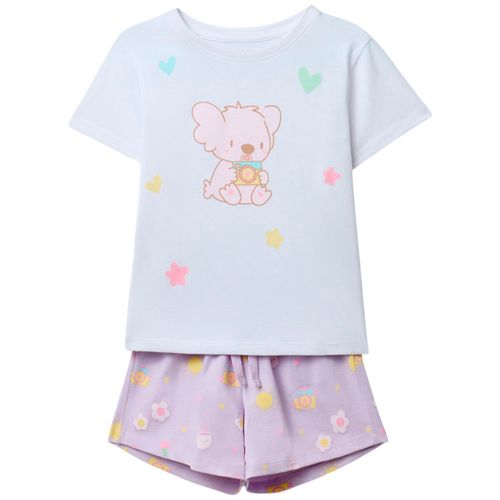 Pijama de 2 piezas moradas con estampado para niña