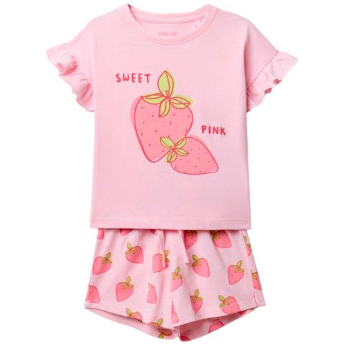Pijama de 2 piezas rosadas con estampado para niña