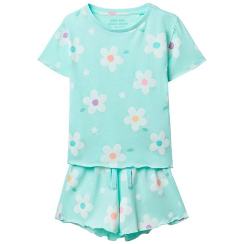 Pijama de 2 piezas verdes con estampado para niña