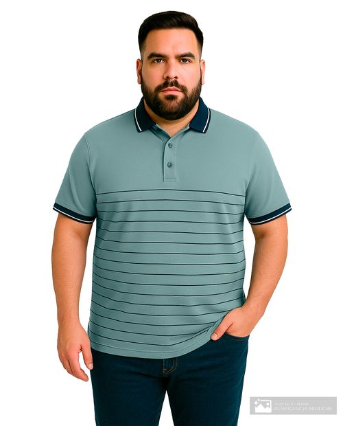 Camisa polo Gents sage rayada para hombre