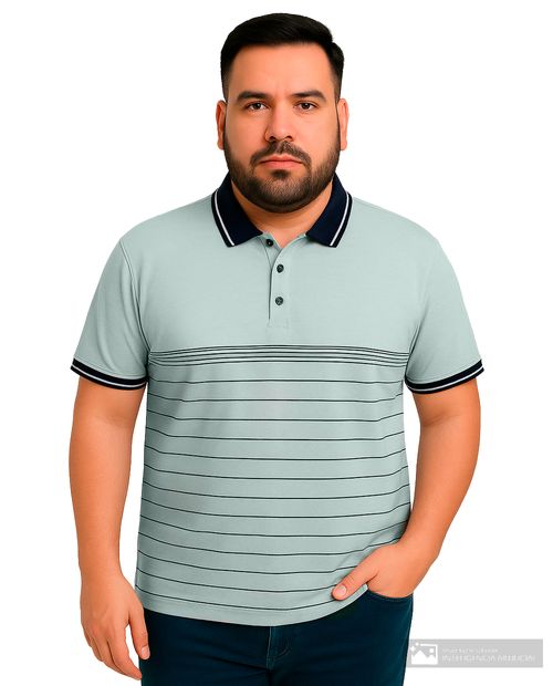 Camisa polo Gents blanca rayada para hombre