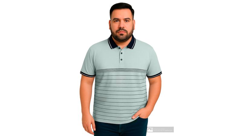 Camisa polo Gents blanca rayada para hombre