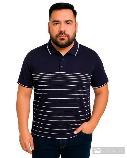 Camisa polo Gents navy rayada para hombre