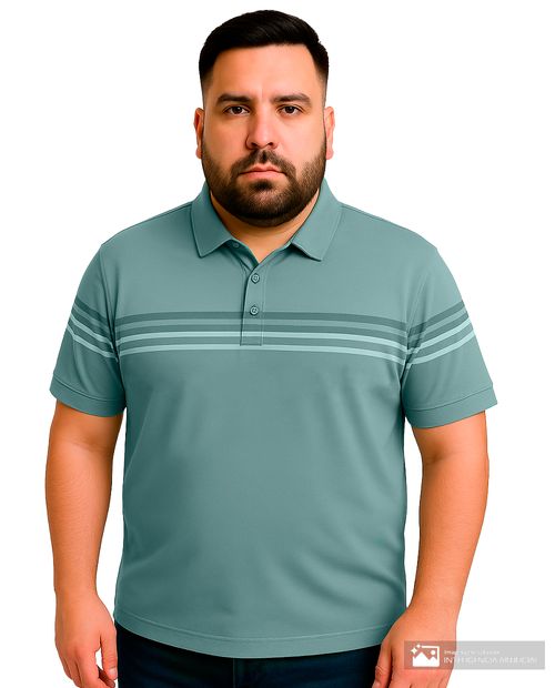 Camisa polo Gents sage con rayas para hombre