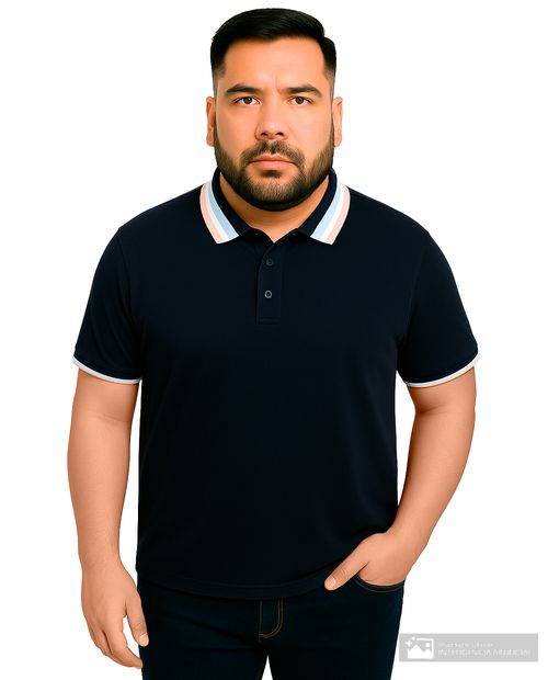 Camisa polo Gents navy sólida para hombre
