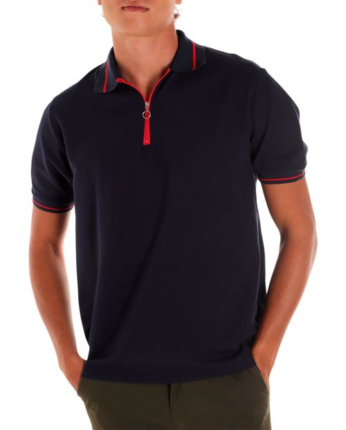 Camisa polo Gents navy sólida para hombre