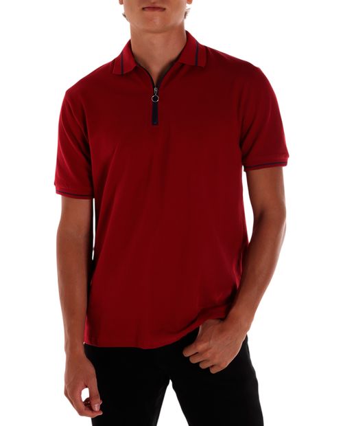 Camisa polo Gents roja sólida para hombre