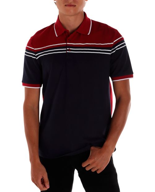 Camisa polo Gents roja color blocking para hombre