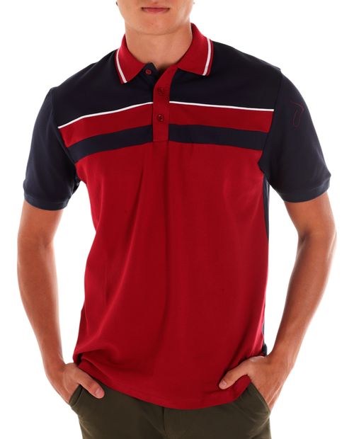 Camisa polo Gents roja color blocking para hombre