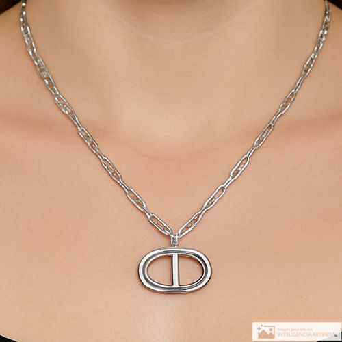 Collar con dije de brass plateado 5cm-12" para mujer