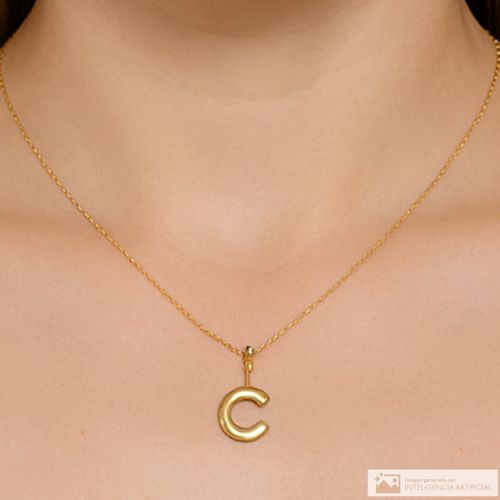 Collar de letra de plata con baño de oro 5mm-16" para mujer