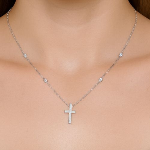 Collar rosario de plata 5cm- 16" para mujer