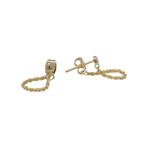 Aretes largos de brass con baño de oro para mujer