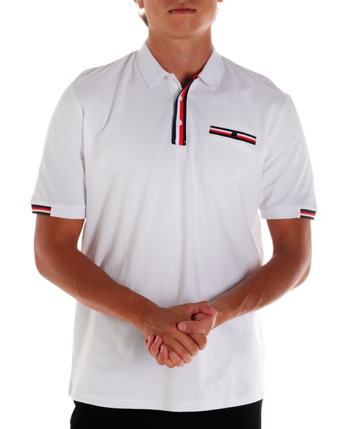 Camisa polo Gents blanca sólida para hombre