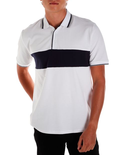 Camisa polo Gents blanca color block para hombre