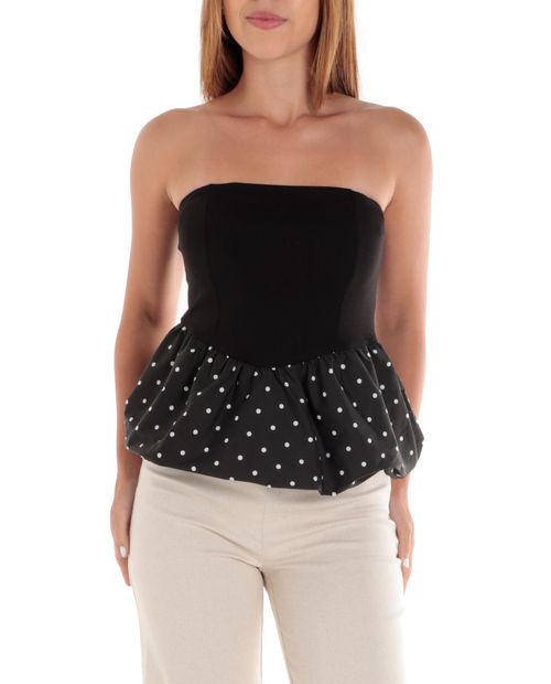Blusa No Comment peplum negra strapless para mujer