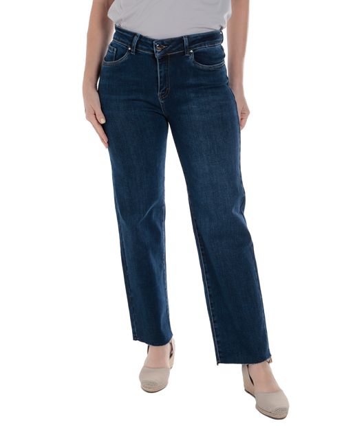 Jeans Sabrina straight azul de cintura media para mujer