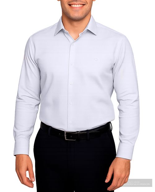 Camisa formal Oscar de la Renta tailored fit blanca texturizada para hombre