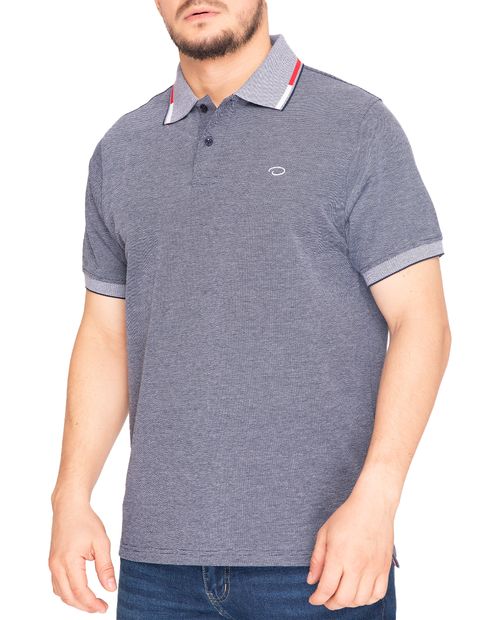 Camisa polo Oscar de la Renta classic fit azul navy texturizada para hombre