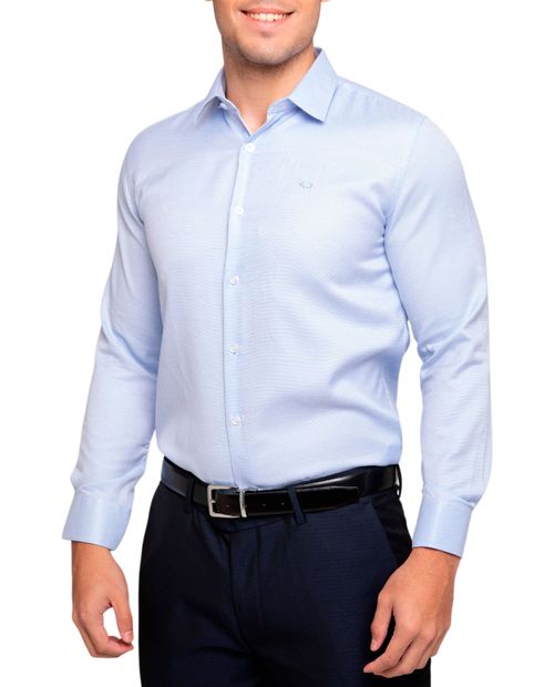 Camisa formal azul cielo texturizada de corte entallado de Oscar de la Renta para hombre