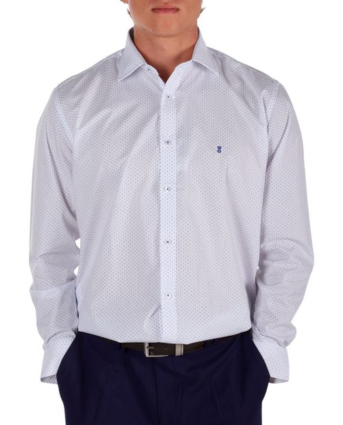 Camisa formal PuroEGO regular fit blanca con miniprint para hombre