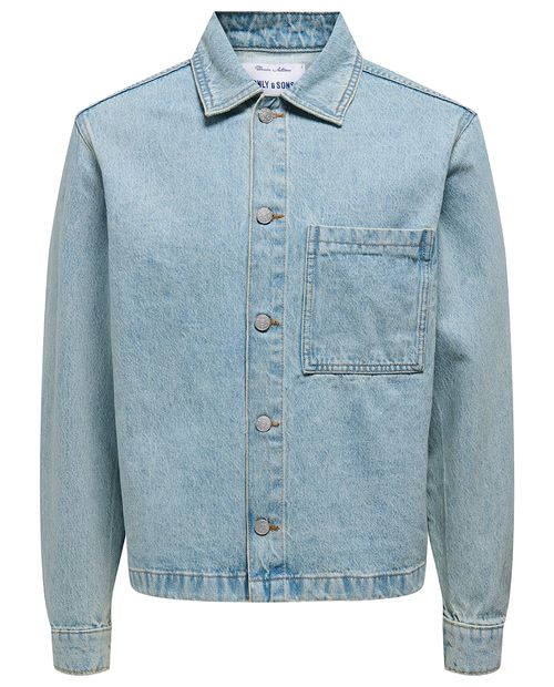 Chaqueta Only & Sons celeste denim lavada para hombre
